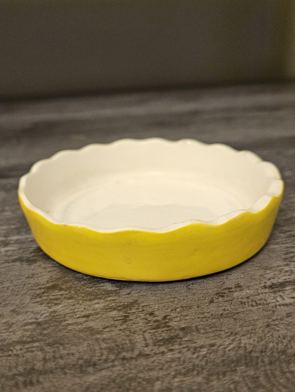 Vintage Treasure Craft Yellow Mini Ruffled Dish Fluted Ceramic Pottery #440